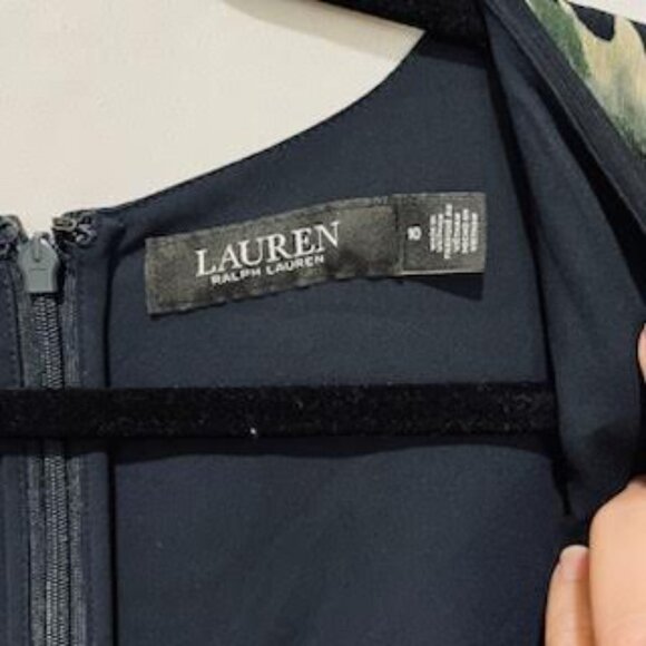 Lauren Ralph Lauren Women's 10 Printed Belted Crinkle Georgette Dress Floral - Picture 2 of 10